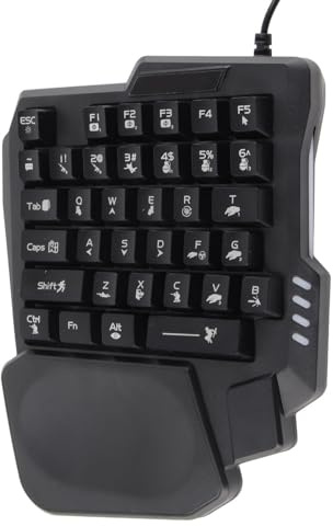 Mini Clavier de Jeu Mécanique à Une Main, Conception Antidérapante, Filaire USB, Large Repose-Paume, Clavier à Une Main, Rétroéclairage à 35 Touches pour Jeux PC