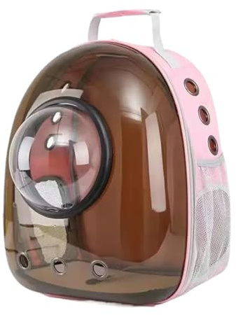 Tragbarer Raumkapsel-Katzenrucksack, atmungsaktive Haustiertragetasche mit großer Kapazität for den Außenbereich und Aufbewahrung von Haustierbedarf(Pink Cover - B)