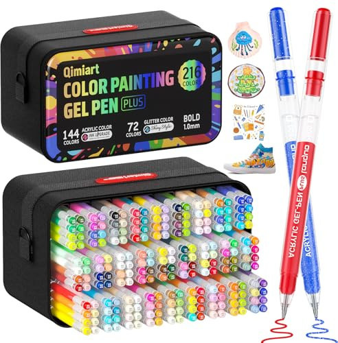 TrendGate 216 Stylo Gel Acrylique, 144 Feutre Acryliques + 72 Pailletés