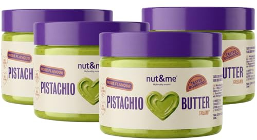 nut&me Crème douce de pistache 1 kg | Pack 4 x 250 g, Idéale avec pain, glace, fourrages et chocolat Dubaï, Sans gluten ni huile de palme