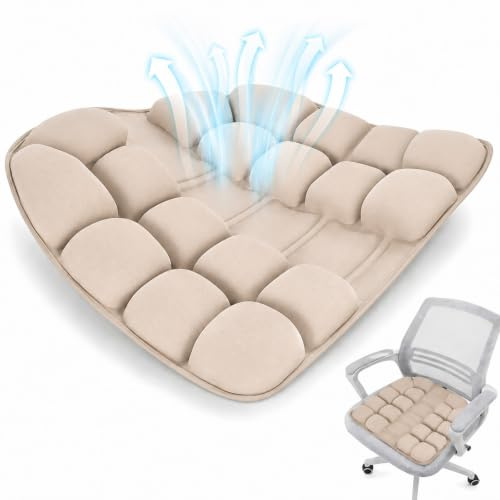 44x42cm Antidekubitus Sitzkissen mit 30 Luftkammern, Orthopädisches Ergonomisches Aufblasbares Sitzkissen, für Steißbein Entlastung bei Langem Sitzen, für Auto, Büro, Zuhause, Rollstuhl und Stuhl