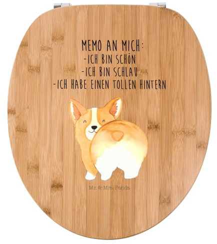 Mr. & Mrs. Panda Motiv WC Sitz Corgi Po - Geschenk, Hundeliebe, Toilette, Hundemotiv, Haustier, Klobrille, Hund, Klodeckel, Toilettendeckel, Corgie,