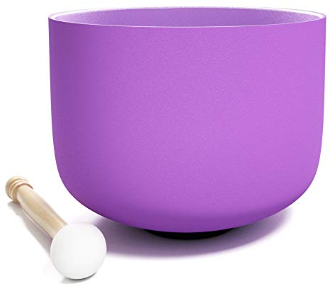 KELIODY Kristall Klangschale, 440 Hz B-Ton Violett Kronen-Chakra 8 Zoll 20 cm, Crystal Singing Bowl mit O-Ring und Schlägel, Entspannung, Meditation, Yoga, Geschenk