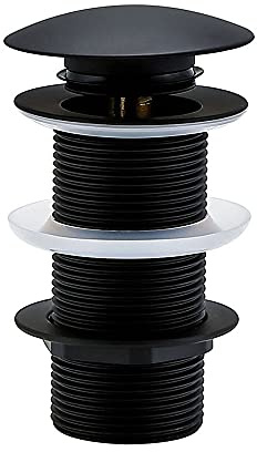 wohnfreuden 120 mm Pop Up Ablauf-Ventil ohne Überlauf für Waschbecken & Waschtisch - Universal Ablaufgarnitur schwarz matt - Abflussgarnitur inkl Dichtungen für Waschschalen aller Art