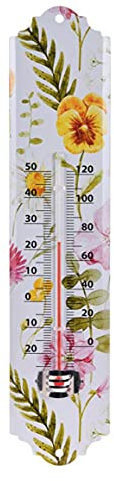 Floral Wall Mounted Metal Garden Thermometer | Waterproof Outdoor Temperature Gauge | Greenhouse Patio Thermometer - Design Varies One Supplied