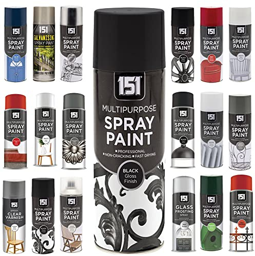 Multi-Purpose Black Gloss Spray Paint 400ml, Professional Quality Aerosol cans spray for All-Purpose, Interior Exterior & Household for Metal, Wood, Ceramics, Plastic, Walls with Perfect Finish