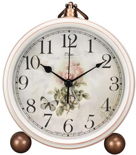 Maxspace Orologio da scrivania retrò, sveglia classica per soggiorno, tavolo, camera da letto, vintage, silenzioso, senza ticchettio, funzionamento a batteria, per chi dorme pesante, lente in vetro