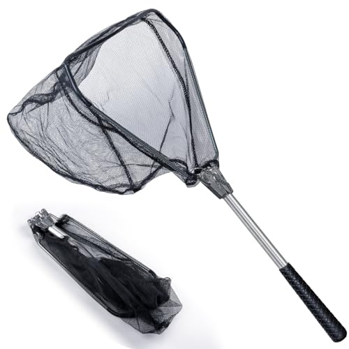 NAKIHOUSE Kescher Angeln, 55cm Faltbare Angeln Netz Angelnetz Teichkescher Diverse Längen auch für Erwachsene und Kinder, Zum Fangen von Fischen, Schmetterlingen, Hühnern, Gänsen, Enten und Vögeln