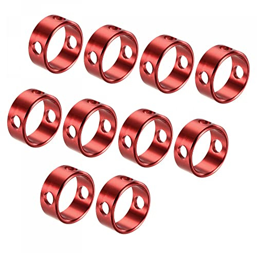 sourcing map Tensor de cuerda de anillo, de aluminio, 4,5 mm, 3 agujeros, ajustador de cuerda para tienda de campaña al aire libre, camping, toldo, viajes, rojo, paquete de 10