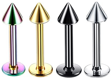 AMDXD Nasenstecker 1.2mm, Edelstahl Septum Ringe Kegel, Lippen Nase Brust Piercingschmuck für Männer Frauen, 4 Stücke