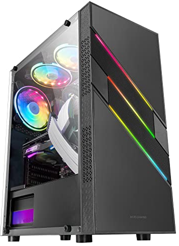 Mars Gaming MC-U3, Boîtier PC Gaming ATX XL, Triple ARGB à l'avant, Ventilateur ARGB 12cm, Fenêtre en Verre Trempé, Noir