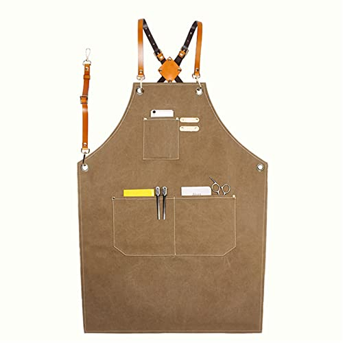 Arbeiter Werkzeug Tool Schürze Canvas Einstellbare Arbeitsschürze Mit Großen Taschen For Ingenieure Tischler Handwerker Fit For Küche, Garten, Keramik, Handwerk Werkstatt ( Color : Brown , Size : XL )