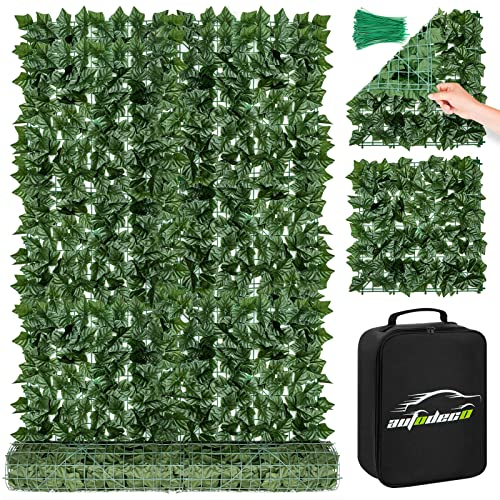 AUTODECO Künstlicher Efeu-Sichtschutzzaun, 251,5 x 100,3 cm, Hecken, Wand, Kunstpaneel mit Tasche, für Innen- und Außenbereich, Garten, Hinterhof-Dekoration
