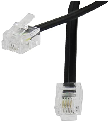 Reulin 4M langes RJ11-Kabel Telefonkabel, 6P4C Westernkabel RJ11 auf RJ11 Stecker Flachkabel 4 M Telefondose Modem Router Fax ISDN/DSL/VDSL Internet, Schwarz, 4 Metre