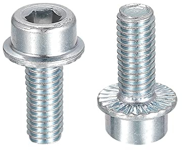 sourcing map M5x12mm Flanged Socket Head Cap Screws, 20pcs 8.8 Grade Carbon Steel Hex Socket Head Serrated Flange Bolts Machine Screws