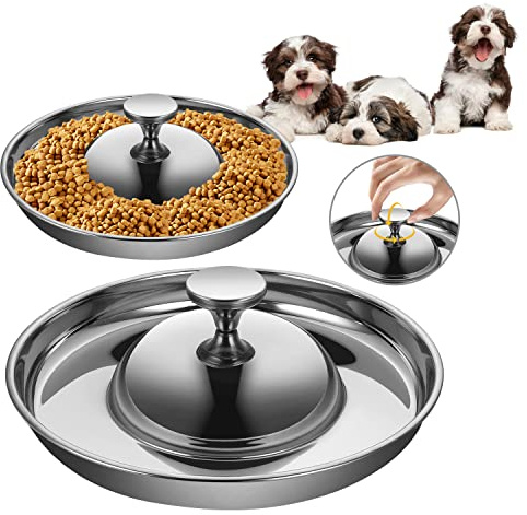 2 Stück Edelstahl Welpennapf, Hundenapf Welpen, Hundefutter Wasserschale Langsam Fütternde Entwöhnungsschüssel für Kleine Hunde Katzen Haustiere