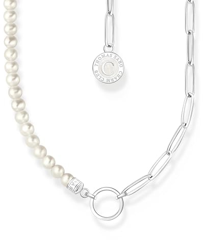 THOMAS SABO Member Charm-Kette mit weißen Perlen und Charmista Coin Silber 925 Sterlingsilber, Kaltemail