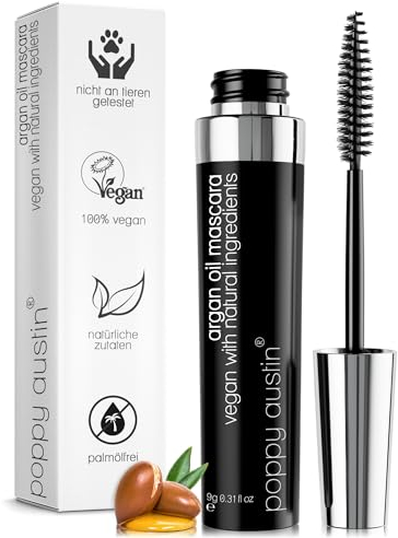 Máscara de Pestañas Vegana Marrón Volumen y Longitud Resistente al Agua - Máscara Voluminizadora Suave e Hipoalergénica, Orgánica y Libre de Crueldad, Ideal para Ojos Sensibles (9 gramos, Black)