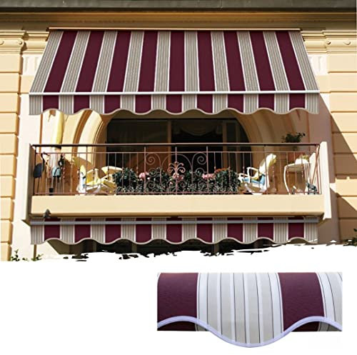 Tenda da sole a caduta 250x250 cm Bordeaux/Crema, con braccetti e mantovana per balcone esterno, tessuto impermeabile 280gr/mq