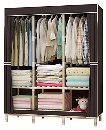 EsEntL Einfacher Stoff-Kleiderschrank, offener Eck-Kleiderschrank, Montage für Zuhause, Kleiderschrank, Aufbewahrung, Trennwand, Aufbewahrungsschrank (Größe: 126 x 170 x 45 cm, Farbe: D)