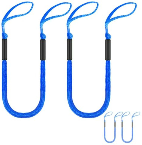 Lot de 2 cordes d'amarrage extensibles pour ponton, jet ski, SeaDoo, WaveRunner, kayak, bateau de pêche, accessoires de bateau, 1,2 m à 1,5 m, bleu