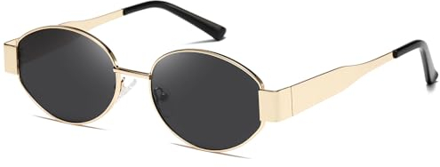 kimorn Retro Oval Sunglasses for Women Men Trendy Sun Glasses Classic Shades UV400 Protection K1653 (Gold/Grey)