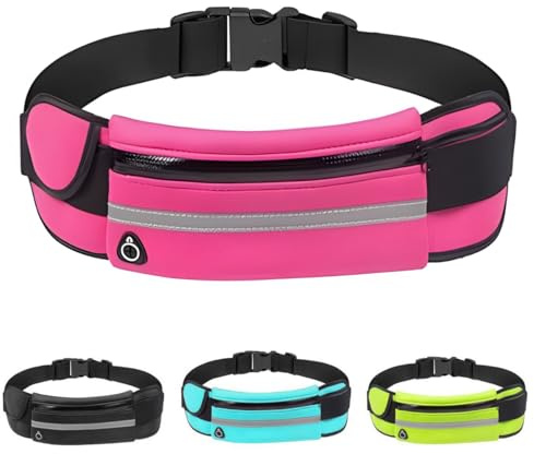 Ruayia Laufgürtel für Handy, Bauchtasche Gürteltasche Damen und Herren, Sport Hüfttasche für Joggen, Fitness, Radfahren, Reisen und Outdoor-Aktivitäten - Rosenrot