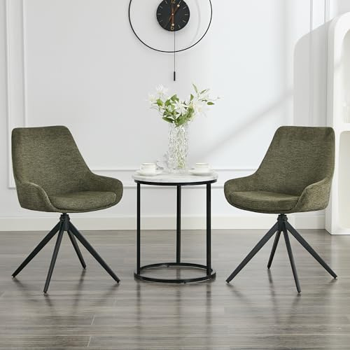 LONXIU Esszimmerstühle 2er Set, Moderne Esszimmerstühle drehbar, Armless Design Küchenstühle für Esszimmer, Wohnzimmer, Arbeitszimmer, Grün