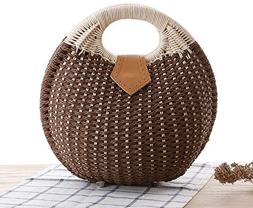AYKANING Strohtaschen Damen,Korbtaschen Damen Sommer gewebt Tasche Frauen Shell Stil umhängetasche Frauen Griff Handtasche handgemachte aushöhlen Stroh Crossbody Tasche Frauen(White)