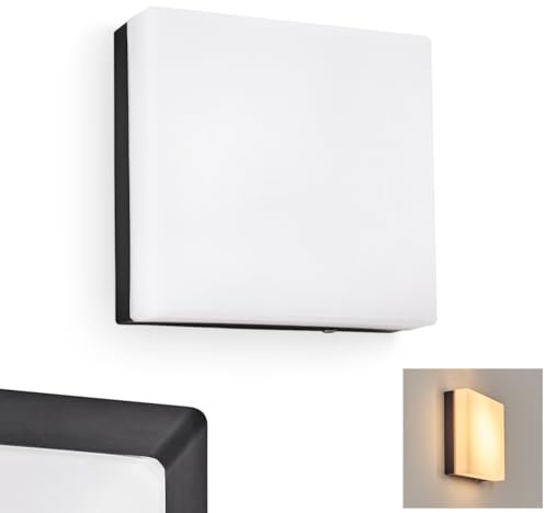 HOFSTEIN LED Außenwandleuchte Sneslev, Außenwandlampe mit Bewegungsmelder aus Metall/Kunststoff in Schwarz/Weiß, moderne Wandleuchte für Garten, Außenfassade, Hof, 8,2 W, 820 Lumen, 3000 Kelvin, IP54