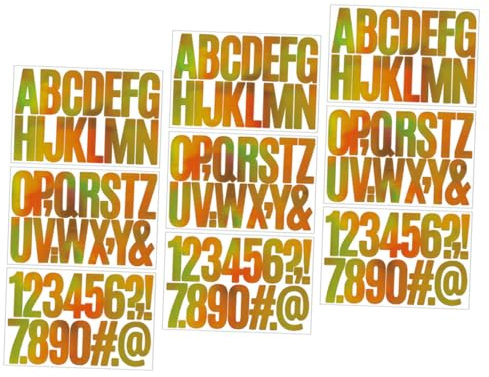 HOODANCOS 9blätter Buchstaben Und Zahlen Aufkleber Selbstklebende Alphabet Sticker Für Basteln Scrapbooking Und Party Dekoration Große Farbenfrohe Aufkleber Für Kreative Projekte