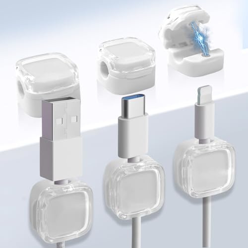 6 Stück magnetische Kabelclips, Clips, Kabelaufräum-Clips, Kabelhalter, Kabelhalter für Kabel, magnetischer Kabelhalter für den Einsatz im Homeoffice-Schreibtisch (weiß)