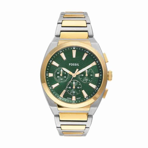 Fossil Everett Herrenuhr, Quarz-Chronographenwerk mit Edelstahl- oder Lederarmband