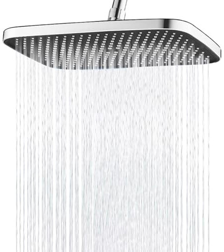 Xbessc Regendusche Duschkopf 14 Zoll 360° Verstellbarer Duschkopf Regendusche ABS Wassersparend Regenduschkopf mit Anti Kalk Düsen Kopfbrause Regenbrause Quadratischer Einbauduschköpfe Silber
