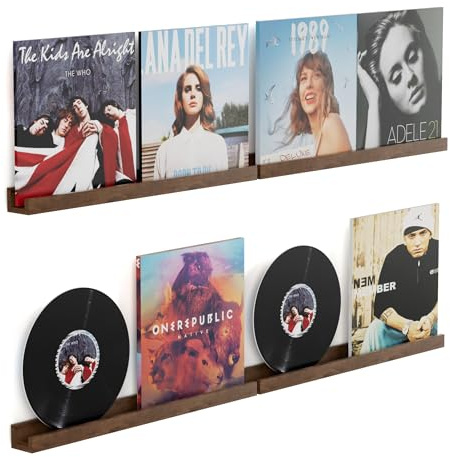 4 Pack Wandregal Holz Schmal, 60 cm Hängeregal Schweberegal für Schallplatten Bilder, Fotoleiste Kunststoff Bilderleiste, Wandhalterung Regal zur Präsentation, für Küche, Arbeitszimmer, Badezimmer