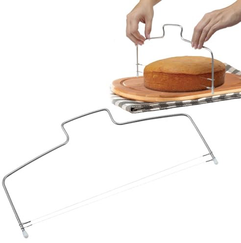 Fc'Noqgn Tagliatore di Torta, tagliatore di Torta in Acciaio Inossidabile Professionale, 32 cm, Doppio Filo di Taglio, segatura Torta, Altezza Regolabile, Strato di Torta Uniforme