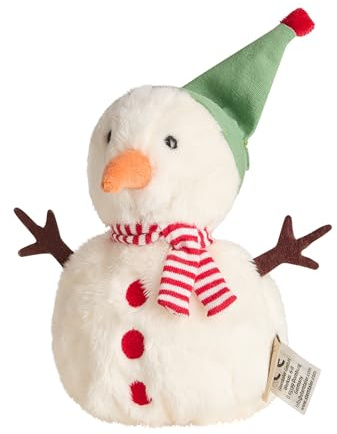 Sterntaler Knuddelsäckchen kleiner Schneemann - Weicher Plüsch - Integrierte Rassel - Baby- und Kleinkindspielzeug - Fördert die Sinne und Motorik von Babys - Ideales Geschenk, ecru