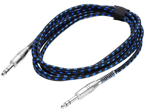 QUARKZMAN Cavo Per Strumenti Musicali Chitarra, 10 Piedi 1/4 Pollice a 1/4 Pollice Diritto a Diritto Angolo Cavo Jack Chitarra Elettrica per Basso, Nero Blu