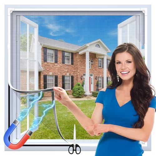 Mosquitera magnética para ventana, 120 x 130 cm, ventana magnética, mosquitera ajustable, mosquitera de fibra de vidrio