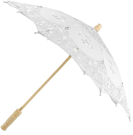 BESPORTBLE Hochzeitsspitzenschirm hochzeit braut Braut- Hochzeitskleid Hochzeitsschirm Vintage Hochzeitsschirm für die Braut Hochzeit Spitze Hochzeitsschirme hölzern Weiß