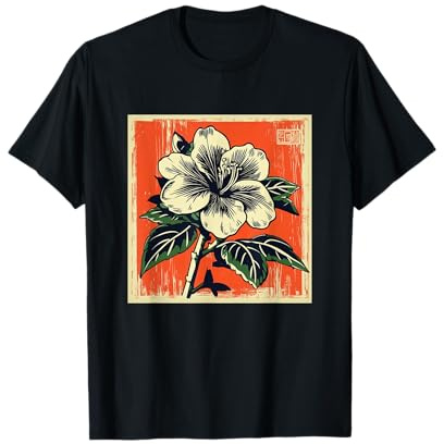 Vintage Japanese Azalea Tsutsuji Flowers Retro Japan Floral T-Shirt