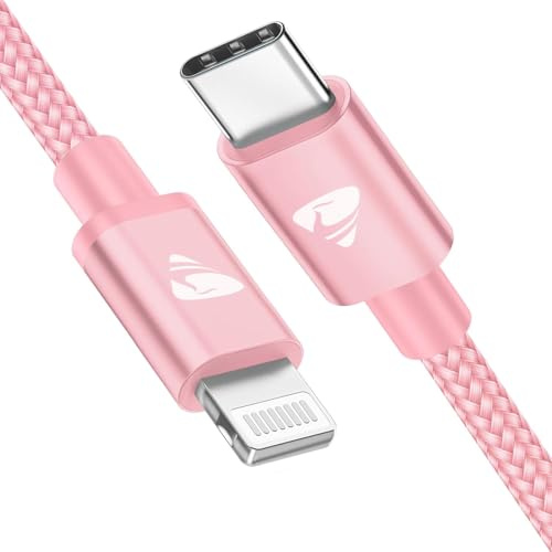 Aioneus Cavo USB C a Lightning da 2 m, certificato Apple MFi, cavo di ricarica rapida per iPhone 14/13/12/12 Pro Max/12 Mini/11/11PRO/XS/Max/XR/X/8/8Plus/iPad, rosa
