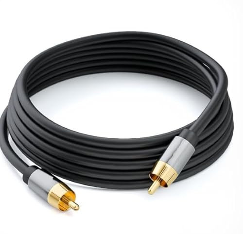 Riybyds 1M Cavo Audio RCA, Cavo Coassiale Digitale Connettori Placcati Oro 24K, Trasmissione Audio Digitale S/PDIF, Adatto per Ricevitori AV, Subwoofer, Sistemi HiFi, Lettori DVD e Altri Dispositivi