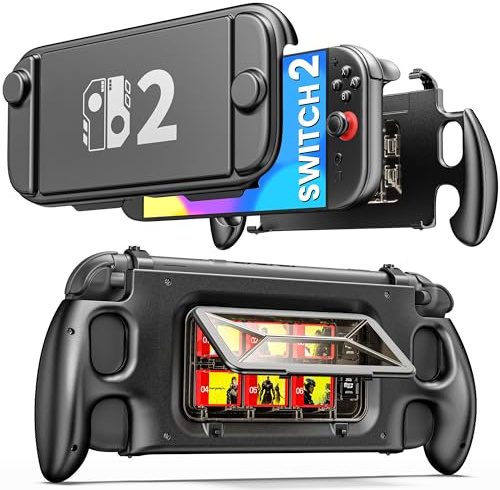 HELLCOOL Grip Case for Nintendo Switch 2,All-in-One Protective Case with Non-Slip Ergonomic Grip,Shell Front Cover,Storage for 6 Game Cards & 2 SD Cards, Switch 2 Console Accessories
