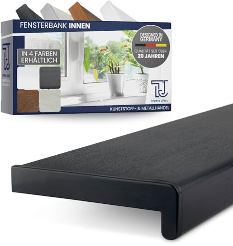 TJ Fensterbank Innen I 10 x 100 cm I Anthrazit I hochwertige PVC Fensterbank mit Seitenabschluss I Fensterbrett kratzfest & feuchtigkeitsundurchlässig I pflegeleichter & langlebiger Fenstersims Innen