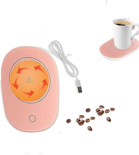 Scalda Tazza USB,Scalda Tazza,Scaldatazze da Caffè,Scaldatazze Bevande,Sottobicchiere Elettrico,Utilizzabili per Caffè,Latte,Tè,Acqua,Regalo di Natale,Ldeale per la Stagione Invernale (Rosa)