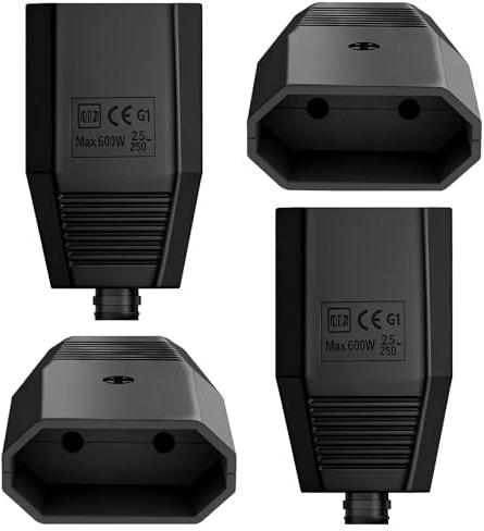 Oblinple 4 pezzi frizione europea, spina piatta 250 V IP20, spina europea in gomma, colore per spina Schuko con protezione antipiega, prese Schuko piatte, contatto di protezione (4, nero)