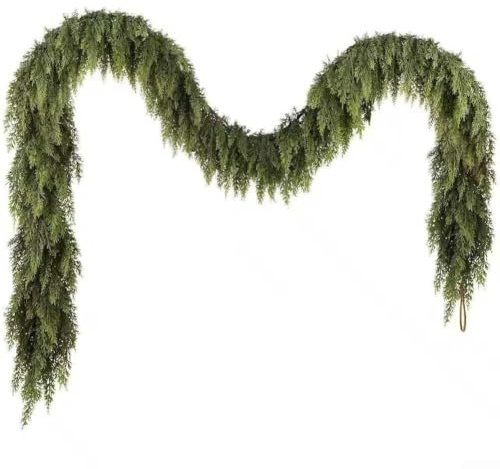270 cm lange Weihnachtsgirlande aus Zedernholz, künstliches Grün mit realistischen Tannennadeln, dickes und flexibles PE-Material für drinnen und draußen, Urlaubsdekoration auf Kaminsims