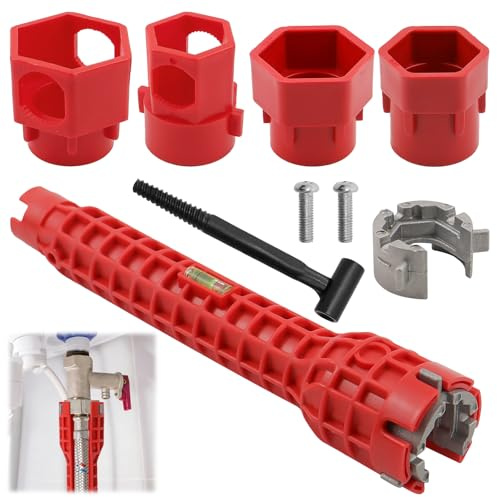 MISIQIMA 14 en 1 Cle Robinet Evier, Cle a Bonde, Clé a Tube pour Robinets Evier, Clé de Robinet Multifonction pour Toilettes, Salle de Bain et Cuisine