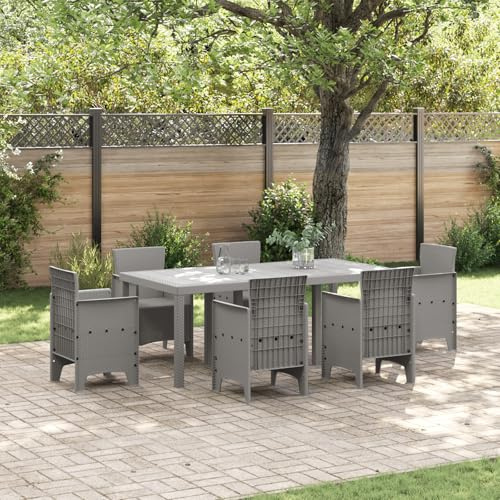 IBUQDDV Gartentisch Hellgrau 200x100x73 cm Poly Rattan Rechteckig für 6-8 Personen UV-beständiger Kunststoff Außentisch mit Matte Oberfläche für Terrasse Balkon Gartenmöbel